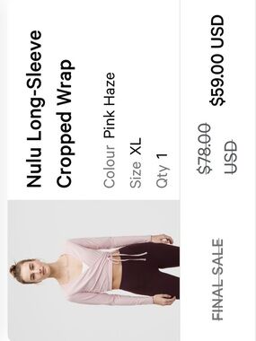 lululemon athletica Nulu Long-Sleeve Cropped Wrap in Pink Haze